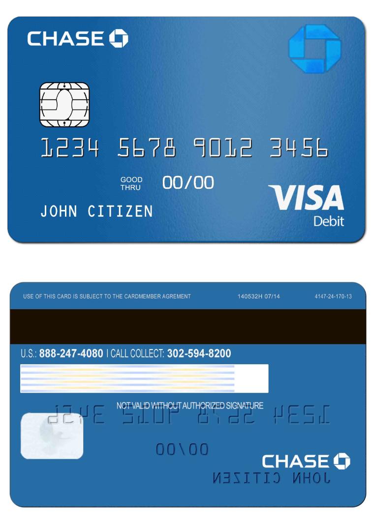 USA Chase Bank Visa Debit Card